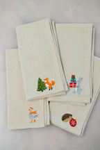 Christmas Woodland Napkins with Embroidered Names