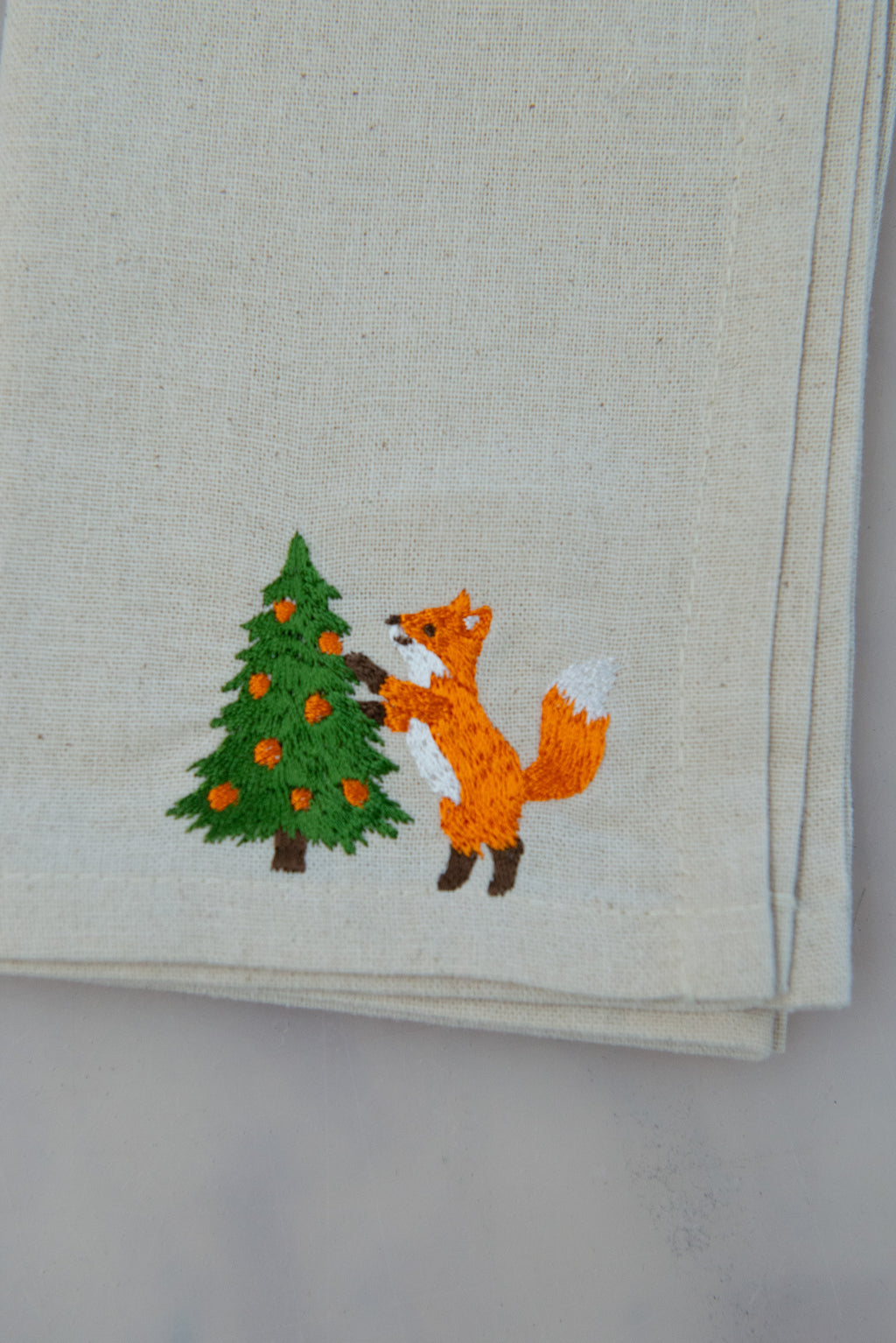 Christmas Woodland Napkins with Embroidered Names