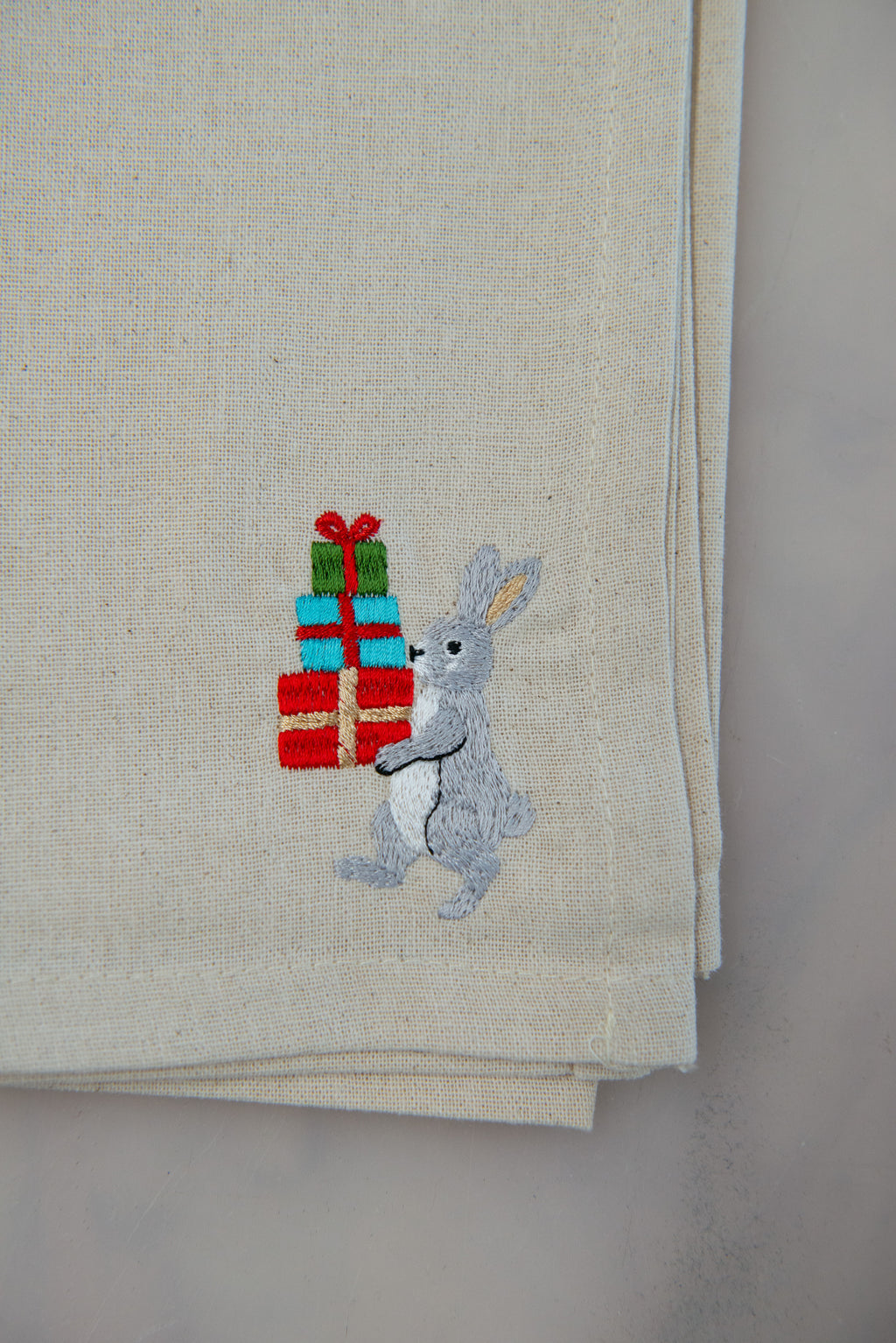 Christmas Woodland Napkins with Embroidered Names