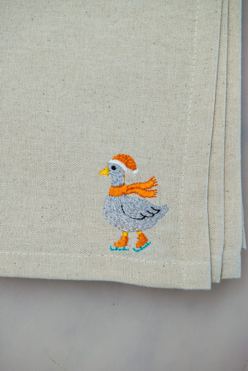 Christmas Woodland Napkins with Embroidered Names