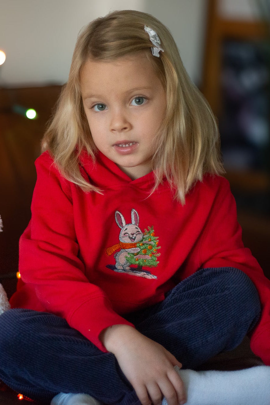 Kids' Bunny Christmas Hoodie – with Optional Personalisation