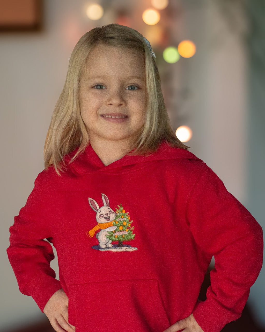 Kids' Bunny Christmas Hoodie – with Optional Personalisation