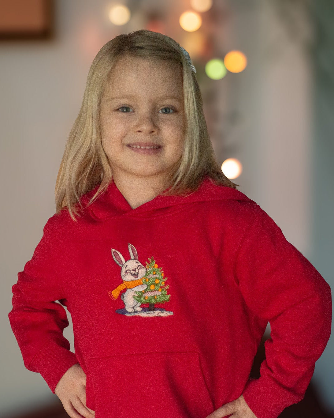 Kids' Bunny Christmas Hoodie – with Optional Personalisation